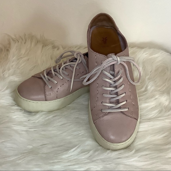 Frye Lena Low Lace Up Leather Sneakers Sz-6.5 - Picture 1 of 7